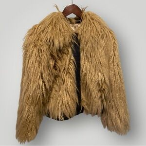 H&M Trend Textured Faux Fur Cropped Jacket